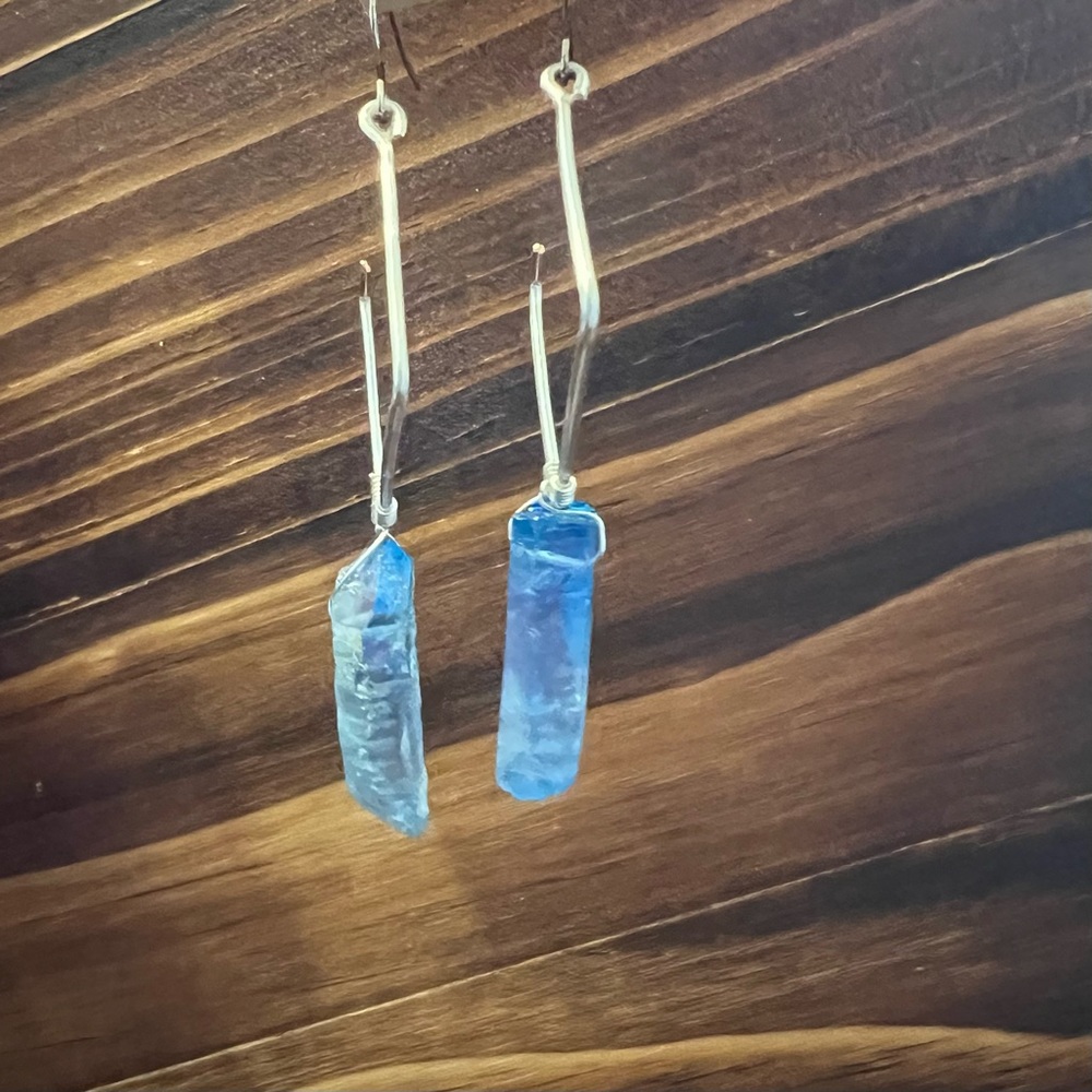 Light blue and silver crystal earrings.